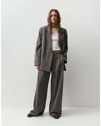 Pull&Bear - Blazer rayé à double boutonnage - marron taupe - Lyst