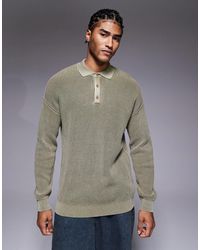 ASOS - Relaxed Knit Ribbed Polo Sweater - Lyst