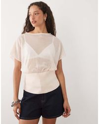 ASOS - Fine Knit Sheer Cinched Top - Lyst