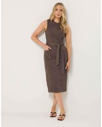 Long Tall Sally - Zip Front Denim Midi Dress - Lyst
