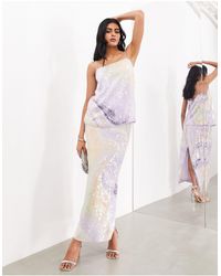 ASOS - Abstract Print Sequin Maxi Skirt Co-ord - Lyst