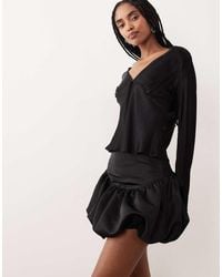 Gina Tricot - Satin Dropped Waist Balloon Mini Skirt - Lyst