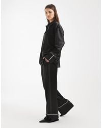 4th & Reckless - Elasticized Waist Contrast Trim Wide Leg Pants - Lyst