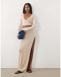 Miss Selfridge - Gebreide Maxi Rok Met Zijsplit, Deel Van Co-Ord Set - Lyst