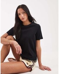 Vero Moda - Boxy T-shirt With Lace Detail - Lyst