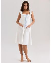 House Of Cb - Mathilde Cotton Broderie Anglaise Trim Midi Dress - Lyst