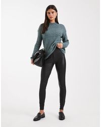 ONLY - Leggings Negros De Talle Alto De Cuero Sintético De - Lyst