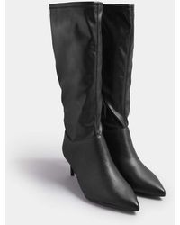 Yours Clothing - Faux Leather Pointed Kitten Heel Boots - Lyst