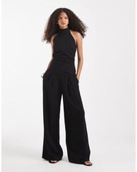 ASOS - Pantalon large d'ensemble en lin mélangé à pinces devant - Lyst