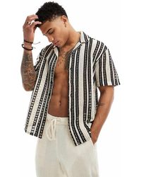 Only & Sons - Camicia All'Uncinetto A Righe E Nere - Lyst