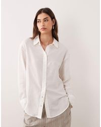 ASOS - – hemdbluse aus leinenmix - Lyst