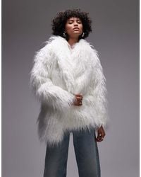 TOPSHOP - Faux Fluffy Fur Long Coat - Lyst