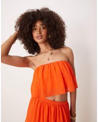 ASOS - Top Con Escote Palabra De Honor Y Volantes De (Parte De Un Conjunto) - Lyst