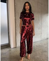 Never Fully Dressed - Disc Sequin Short Sleeve Crop Top Co-Ord - Lyst
