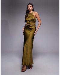 ASOS - Satin Chiffon Mix Square High Neck Maxi Dress - Lyst