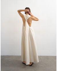 TOPSHOP - Poplin Halter Deep Hem Maxi Trapeze Dress - Lyst