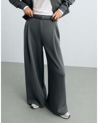 Oysho - Striped Cotton Piqué Wide-Leg Trousers - Lyst