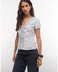 Collusion - Frill Detail Short Sleeve Blouse - Lyst