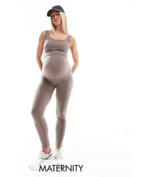 Mama.licious - Mamalicious Maternity Over The Bump Seamless Ribbed leggings - Lyst