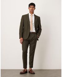 ASOS - Pantalones De Traje Verde Jaspeado De Corte Tapered De Tejido Texturizado De - Lyst