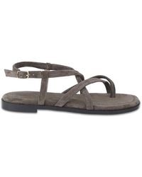 OFF THE HOOK - Natalie Suede Leather Strappy Flat Sandals - Lyst