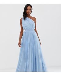 ASOS - Asos Design Tall One Shoulder Tulle Maxi Dress - Lyst