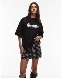 AllSaints - Falda Negra Guateada Con Tachuelas Ottie De - Lyst
