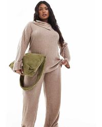 Vero Moda - Broek Van Geribbelde Jersey Met Wijde Pijpen - Lyst