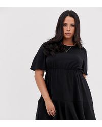 Boohoo Tiered Smock Dress In Black