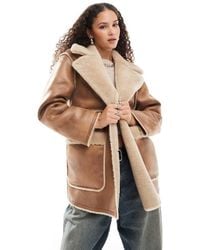 Urbancode - Faux Shearling Car Coat - Lyst