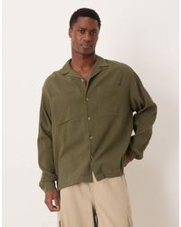 ASOS - Oversized Revere Crinkle Texture Shirt - Lyst