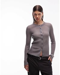 ASOS - Lightweight Sheer Rib Knit Cardigan - Lyst