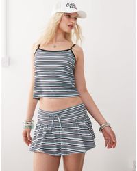 Collusion - Mini Stripe Ruffle Skirt - Lyst