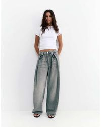 Pull&Bear - Pleated Balloon Fit baggy Jeans - Lyst