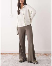 Noisy May - Ribbed Wide Leg Trouser - Lyst