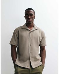 River Island - Textured Camp Collar Shirt - Lyst