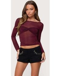 Edikted - Oona Sheer Gathered Long Sleeve Top - Lyst