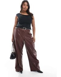 ASOS - Asos design curve - pantalon bouffant fonctionnel en similicuir - châtaigne - Lyst