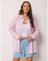 Yours Clothing - Stripe Linen Shirt - Lyst