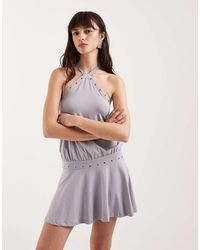 Motel - Kureha Eyelit Halter Jersey Mini Dress - Lyst