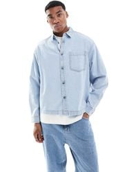 ASOS - Boxy Oversized Crop Denim Shirt - Lyst