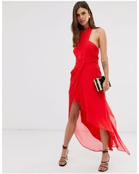 ASOS Gedrapeerde Midi-jurk Van Zacht Chiffon - Rood