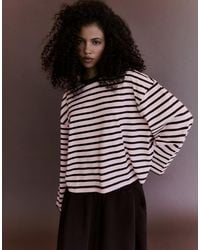 Bershka - Striped Boxy Long Sleeve T-Shirt - Lyst