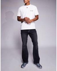 Liquor N Poker - Vaqueros Negro Lavado De Corte Slim Acampanado Stacked De - Lyst