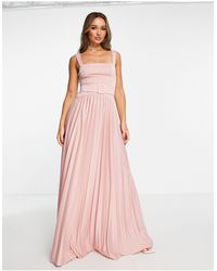 ASOS - Square Neck Belted Pleated Maxi Dress - Lyst