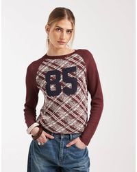 Collusion - Argyle Knitted Number Raglan Jumper - Lyst