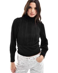 Vero Moda - Top manches longues plissé avec détail noué au dos - Lyst