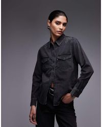 Levi's - Camisa Vaquera Negro Lavado De Estilo Wéstern Con Tachuelas Iconic De - Lyst