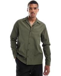ASOS - Relaxed Textured Shirt With Revere Collar - Lyst