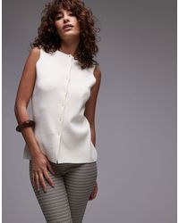 TOPSHOP - Longline Compact Knit Waistcoat - Lyst